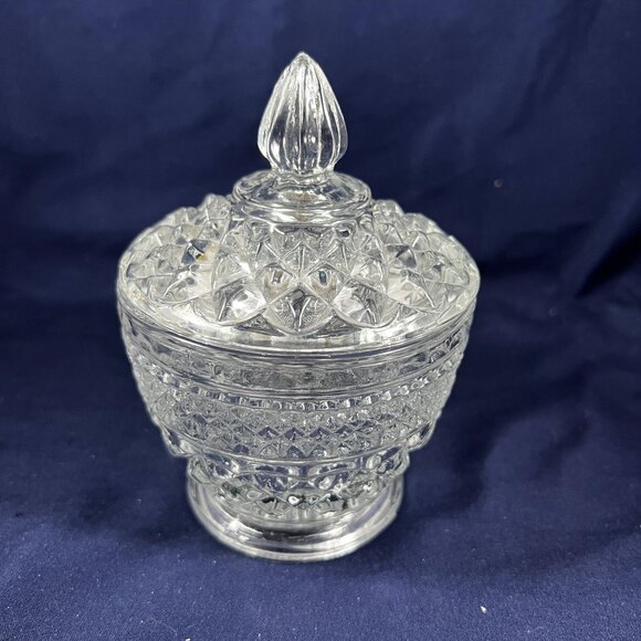 Other - Cut Glass Lidded Candy Dish With Diamond Pattern Design  Vintage Decorative Stor